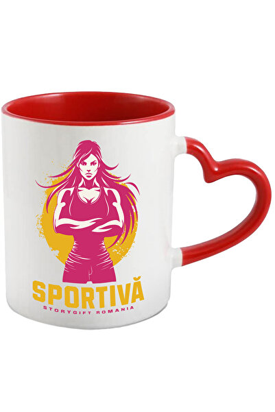 StoryGift Romania Cana Fata Puternica Sportiva Gym Motivational, 330ml, Ceram...
