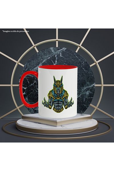 StoryGift Romania Mug With Anubis, God, Mythology, Egypt, Claws, Helmet, Multicolor 330 ml, Ceramic, With ,STG.