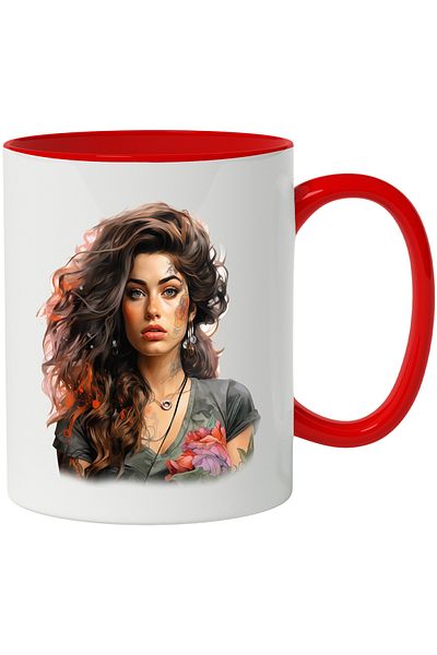 StoryGift Romania Mug With Amy Winehouse, Singer, Artist, Music, Multicolor 330 ml, Ceramic c, With