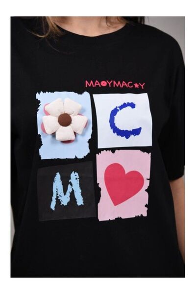 Cocco Rossa HEART FLOWER ASSOLO T-SHIRT Black M-L