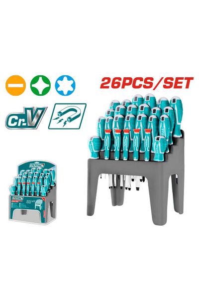 TOTAL Screwdriver set on stand 26pcs/set