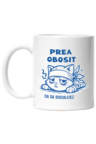 StoryGift Romania Cana Pisica Trista Prea Obosit Ca Sa Socializez, 330ml, Cer...