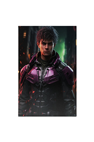 StoryGift Romania Tablou Canvas: Portret Barbat In Costum De Erou Mov Cu Film...