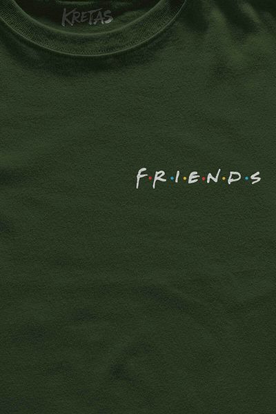 Kretas Μπλουζάκι Unisex Χακί Ταινία Friends Minimal μπλουζάκι με στάμπα μπροστά