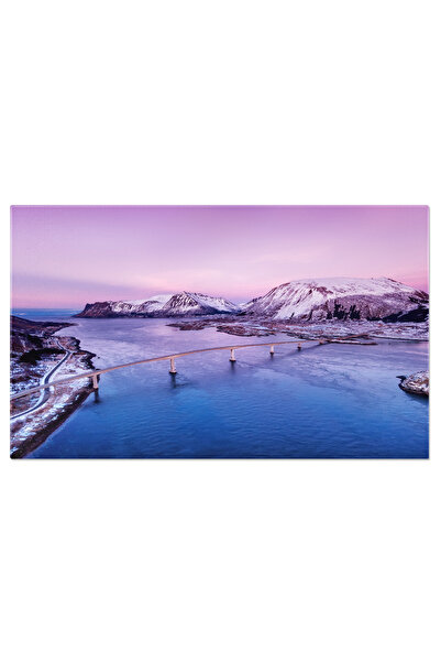 StoryGift Romania Tablou Canvas Peisaj Nordic De Iarna Pod Peste Fjord, Norve...
