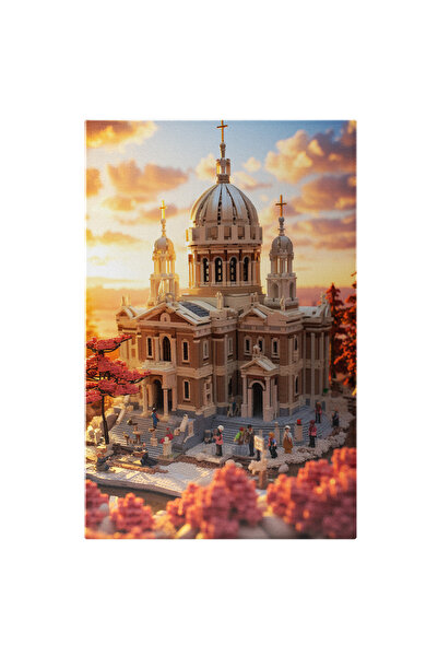 StoryGift Romania Tablou Canvas: View Templu Budist Rasarit De Soare Copaci C...