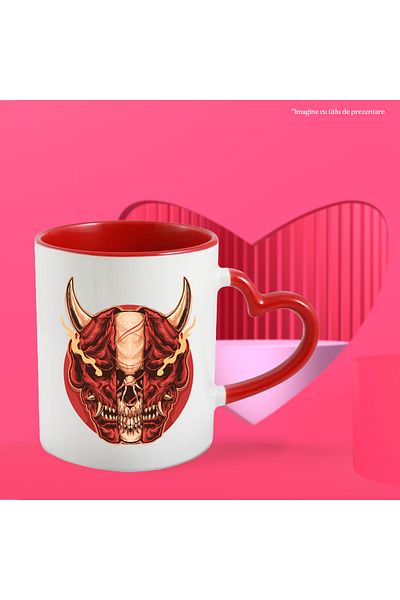 StoryGift Romania Cana Cu Diavol, Craniu, Flacari, Coarne, Cerc, Multicolor 330 Ml, Ceramica Cu Ma, Cu ,stg