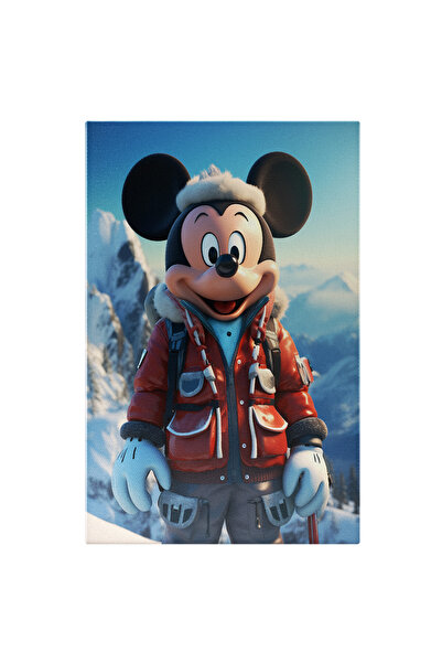 StoryGift Romania Tablou Canvas: Tatal Mickey Cu Manusi Albe Si Pantaloni Imblaniti Si Geaca Rosie Groasa Pe Var