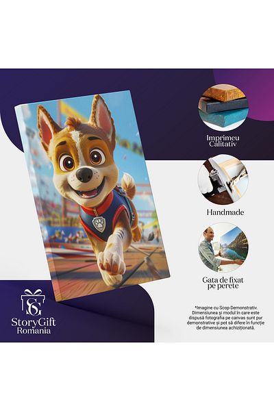 StoryGift Romania Tablou Canvas: Personaj Cățel Aleargă- Desene Animate Pictura Digitala