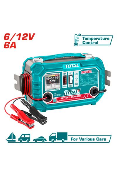 TOTAL شاحن بطارية 6/12v 6a