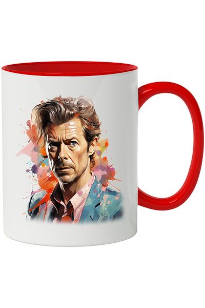 StoryGift Romania Mug With David Bowie, Celebrity, Musician, Artist, Multicolor 330 ml, Ceramic, With