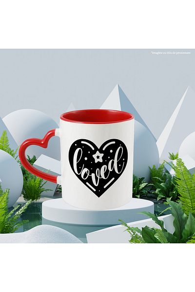 StoryGift Romania Mug with a heart and a star for people in love - lovers with Mane, Cu, STG.