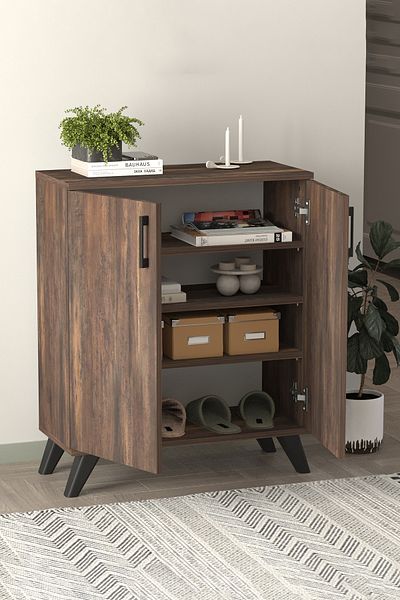 Bofigo 4 Shelves 2 Door Shoe Cabinet Multipurpose Storage Cabinet Ceren Mars