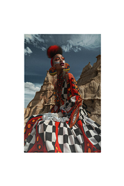 StoryGift Romania Tablou Canvas: Model Pozând În Haine Abstracte- Modă Și Des...