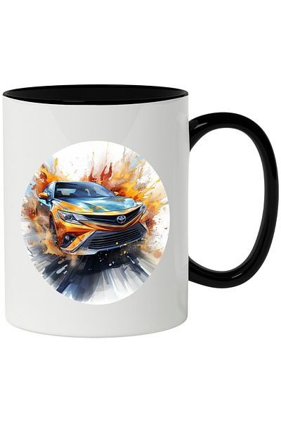 StoryGift Romania Cana Cu Masina, Toyota, Brand, Viteza, Cerc, Watercolor, Multicolor 330 Ml, Cera, Cu ,stg