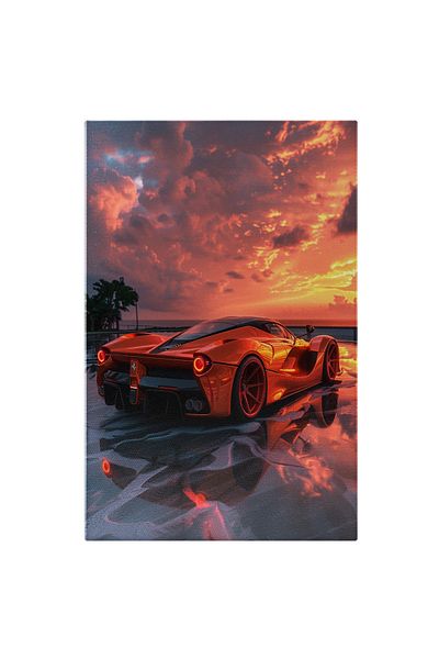 StoryGift Romania Canvas Painting: Fireball On The Water Surface Sunset Horizon With Beautiful Sky Water With Tarpaulin Painting D