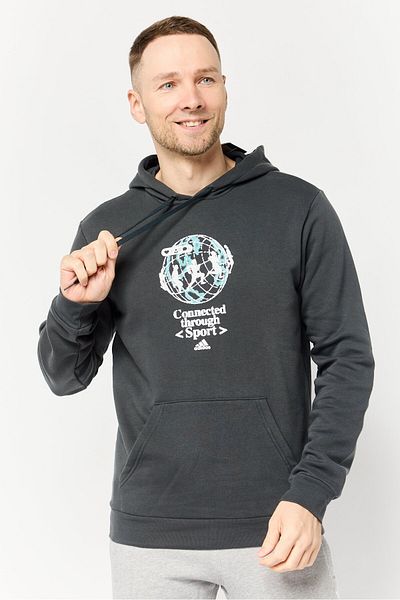 adidas Men Sportswear Fit Long Sleeve Outdoor Hooded Sweatshirt, Grey