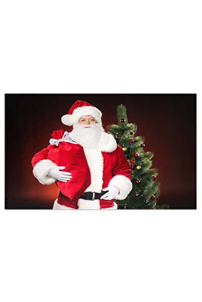 StoryGift Romania Tablou Canvas Mos Craciun Stand Cu Sacul Rosu In Mana Si Pr...