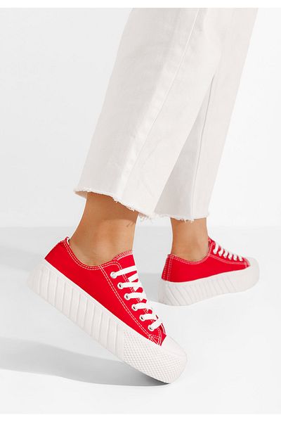 B T Shoes Alisson red platform sneakers
