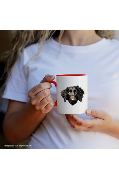 StoryGift Romania Mug with a slightly disappointed black dog | illustration | for dog lovers, With,STG