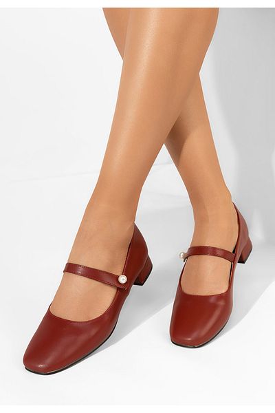 B T Shoes Jenelle Red Low Heel Shoes