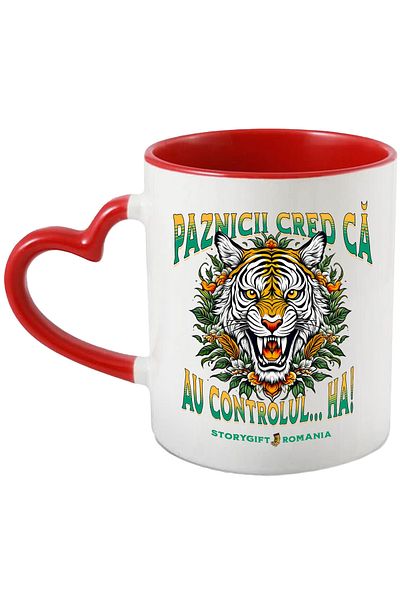 StoryGift Romania Angry tiger mug text guards think they have control, funny prison animal d, With