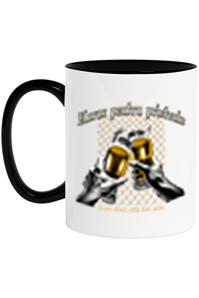 StoryGift Romania Cana Maini Dand Noroc Pahare De Bere Prietenie, 330ml, Ceramica Cu Maner Negru, Cu Ma,stg