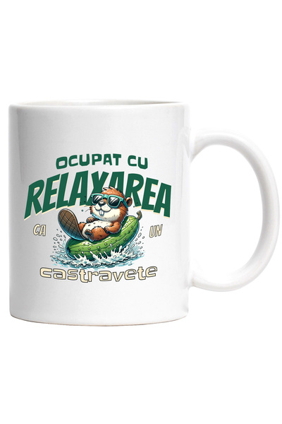 StoryGift Romania Cana Ocupat Cu Relaxarea Ca Un Castravete, 330ml, Ceramic C...