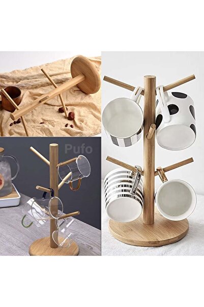 PUFO Bamboo vertical stand made of bamboo wood for cups, 34 cm
