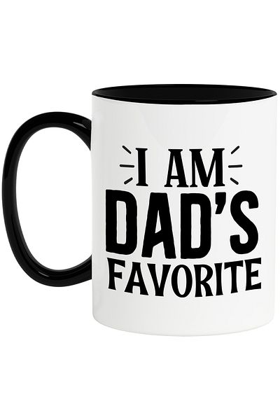 StoryGift Romania Mug for Dad's Favorite Child with a Message in English with Black Handle, With M