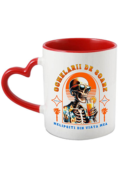 StoryGift Romania Cana Cu Craniu Uman Cu Ochelari De Soare Si Camasa Florala,...