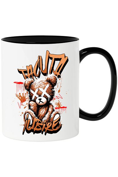 StoryGift Romania Brown Teddy Bear Mug Silent Love Toxic Love, 330ml, Ceramic with Handle Ne, With