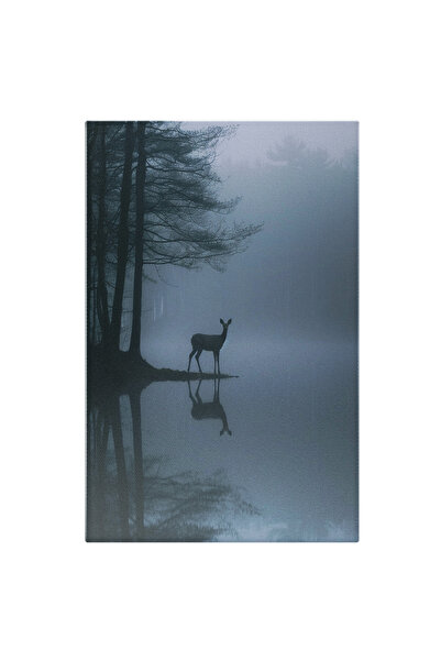 StoryGift Romania Tablou Canvas: Căprioară În Buza Lacului La Marginea Păduri...