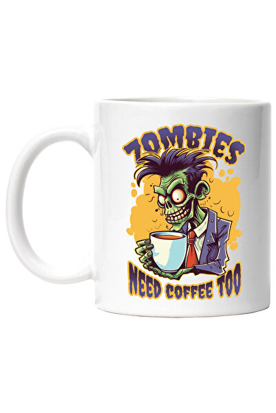 StoryGift Romania Cana Cu Mesaj In Engleza Zombies Need Coffee Too, Cafea, Mu...