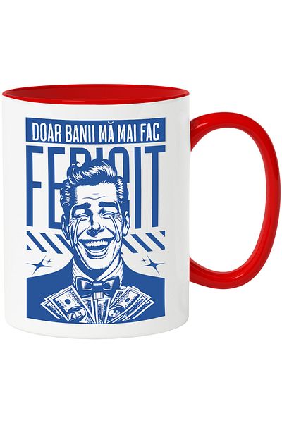StoryGift Romania Mug only money makes me happy fortune happy man, 330ml, Ceramic with Ro Handle, With