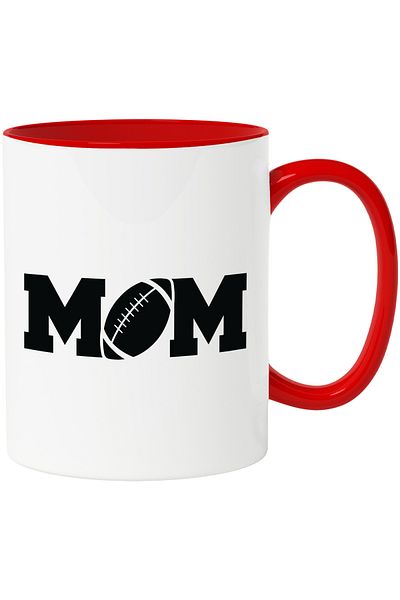 StoryGift Romania Mug for a mom of an American football player - support and care with Red Handle, With
