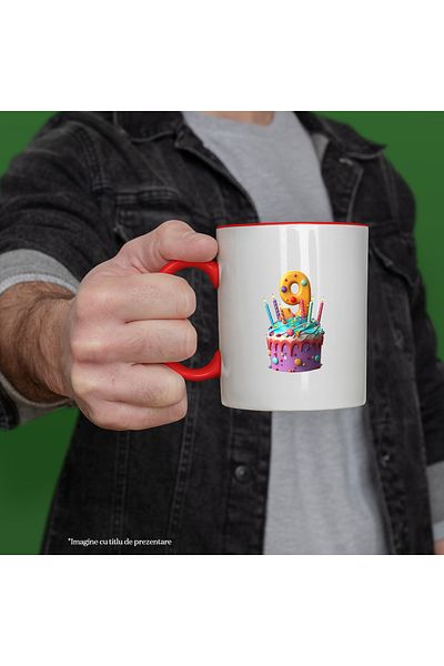 StoryGift Romania Mug with cake with number 9, nine years, illustration, for children, birthday, candle, With,STG