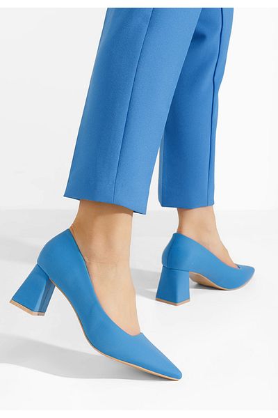 B T Shoes Pantofi Cu Toc Gros Calisie Albastri
