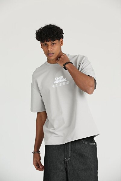 GIA - ART Tricou oversize cu imprimeu minimal pentru bărbați, cu 2 fire, conf...