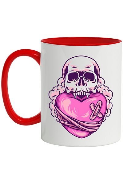 StoryGift Romania Mug With Skull, Heart, Bandage, Clouds, Fangs, Vampire, Multicolor 330 ml, Ceramic, With,STG