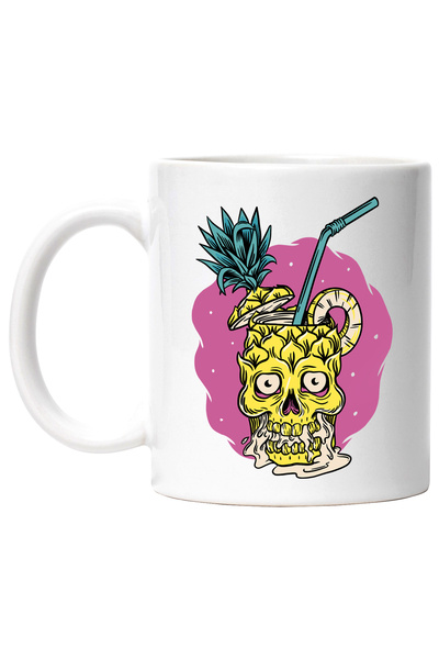 StoryGift Romania Cana Cu Pahar, Ananas, Craniu, Pai, Bautura, Frunze, Multic...
