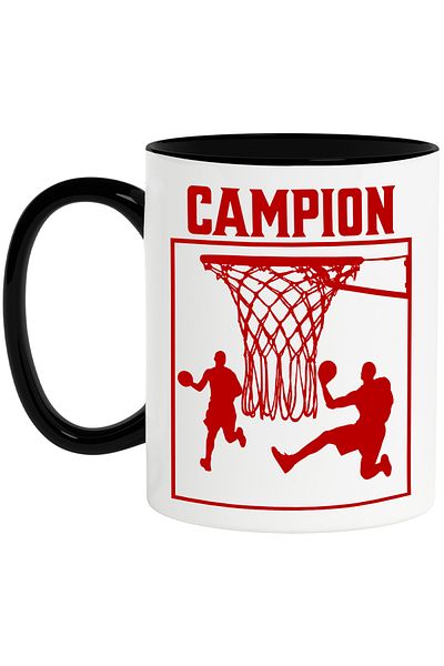 StoryGift Romania Basketball Players Sport Basket Champion Mug, 330ml, Ceramic with Black Handle, With Handle