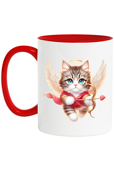 StoryGift Romania Cana Cu O Pisicuta Cupidon, Ilustratie, Aripi, Trage Cu Arcul, Valentine's Day, , Cu ,stg