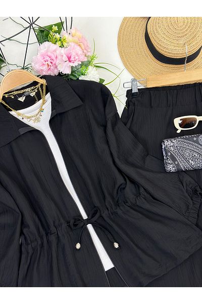 YEDİLALE Zippered Jacket Skirt Women's Double Set [Jacket and Skirt Included in the Price]