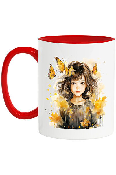 StoryGift Romania Cana Cu O Fetita Dragalasa, Ilustratie, Par Negru, Fluturas...