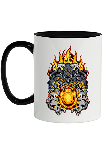 StoryGift Romania Cana Cu Demon, Coarne, Flacari, Oase, Cranii, Sfera, Multic...