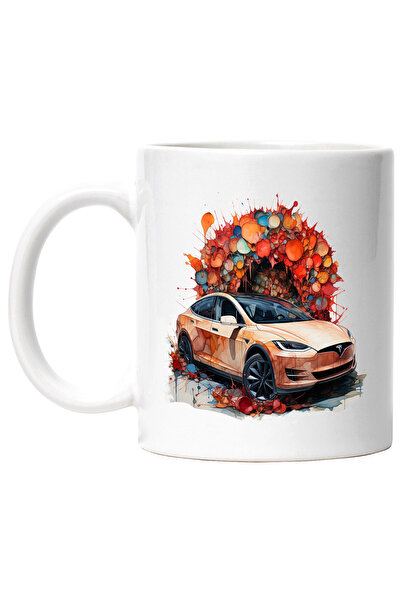 StoryGift Romania Cana Cu Masina, Tesla, Ilustratie Abstracta, Roti, Multicol...
