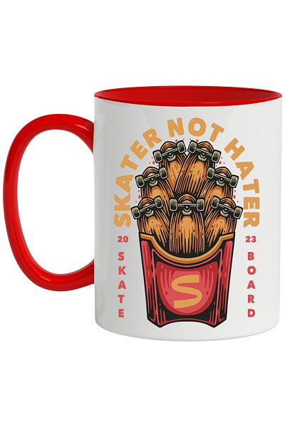 StoryGift Romania Mug With Message In English Skater Not Hater, Skateboard, Fries, Wheels, Mu, Cu