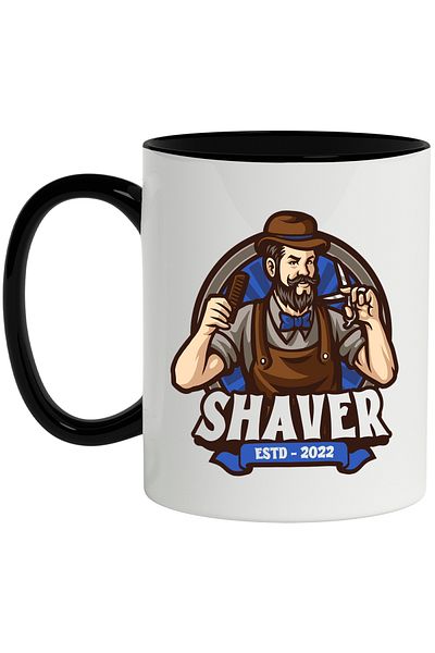 StoryGift Romania Mug With Message In English Shaver, Barber, Emblem, Multicolor 330 ml, Ceramic c, With