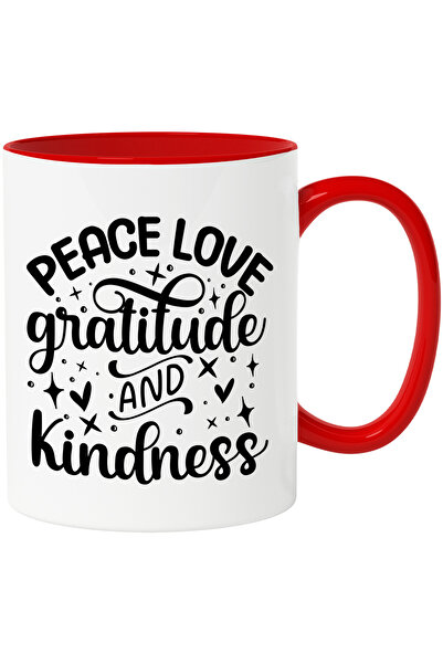 StoryGift Romania Cana Cu Inimioare Si Textul "peace, Love, Gratitude And Kindness" - Pace Iubire , Cu ,stg